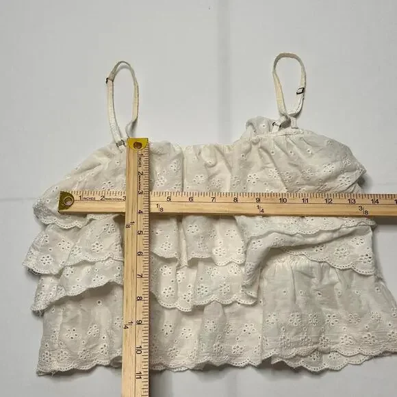 Vintage  Cami With Cute Laced Ruffles Size Medium 100% Cotton Perfect For Summer - Picture 3 of 4